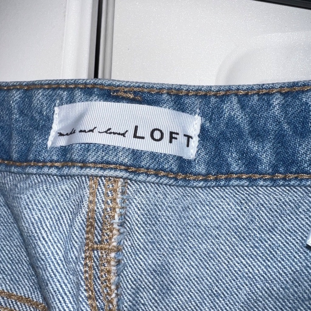 LOFT Blue Denim Midi Skirt with Front Slit - Picture 3 of 4